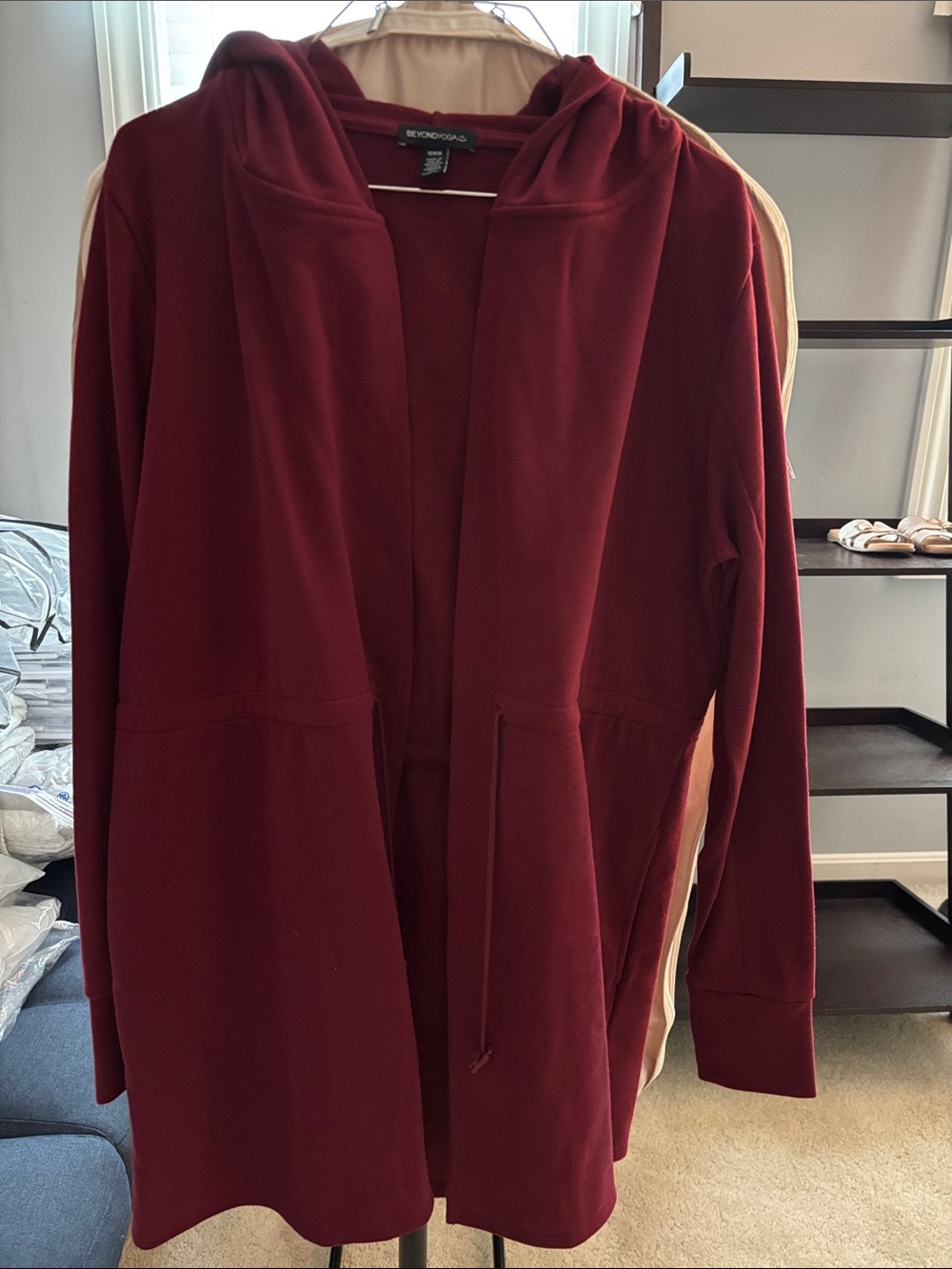 Beyond Yoga Burgundy Hooded Teddy Jacket